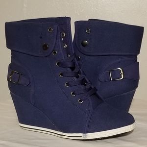 Navy Blue Sneaker Wedge